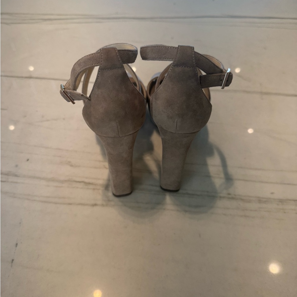 Jimmy Choo Taupe Suede Heels - Picture 3 of 4